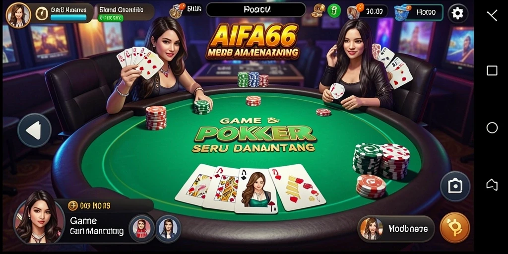 Screenshot AIFA66 menampilkan gameplay seru Poker yang penuh strategi.