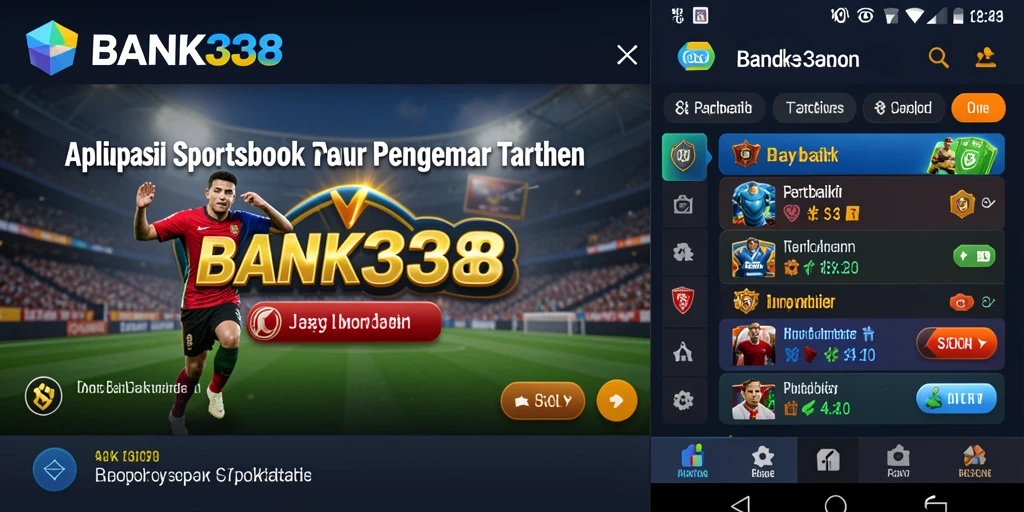 Screenshot tampilan aplikasi BANK338 dengan gameplay taruhan olahraga