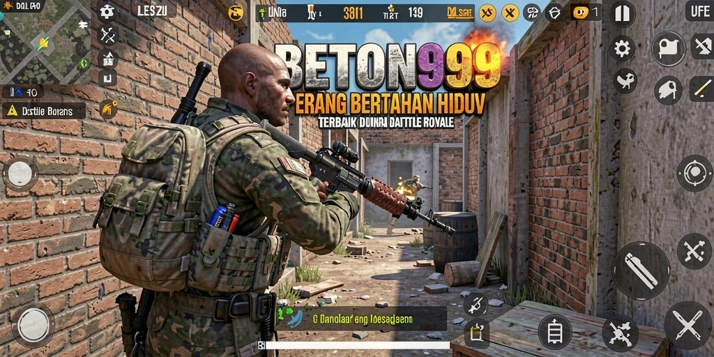 Tampilan gameplay mendebarkan dari BETON999, aksi Battle Royale yang seru.