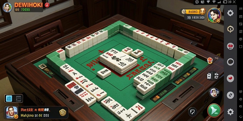 Screenshot gameplay DEWIHOKI menampilkan strategi permainan Mahjong yang menarik.