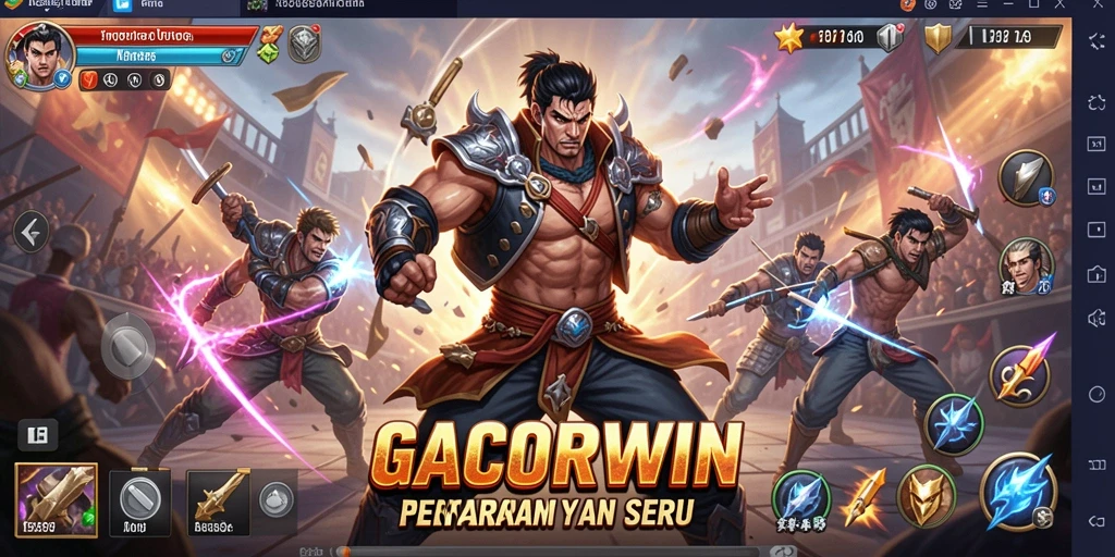 Screenshot utama GACORWIN menampilkan aksi pertarungan yang seru dan mendebarkan.