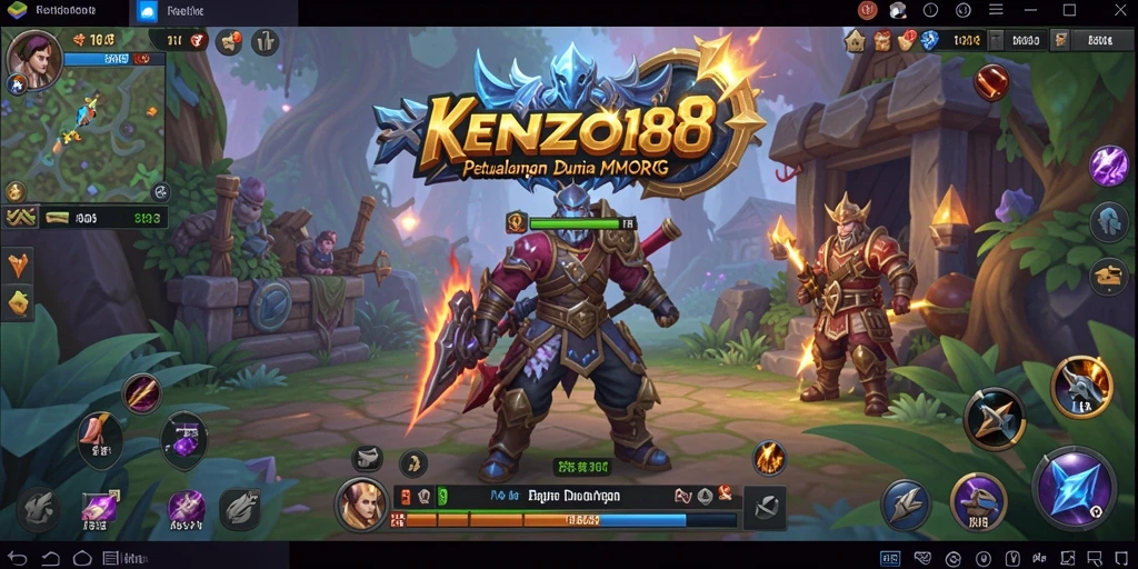 Tampilan gameplay menarik dari KENZO188 dengan pemandangan epik dan pertarungan yang intens.