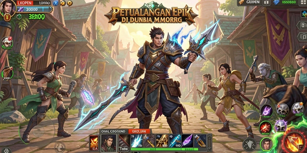 Menampilkan aksi seru di dunia MMORPG LKOPEN.