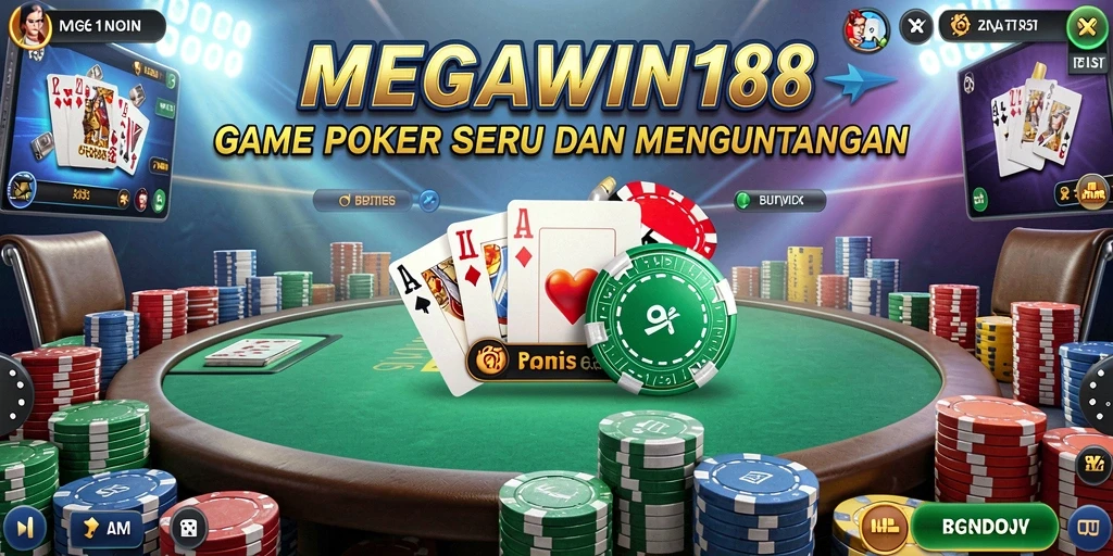 Tampilan antarmuka MEGAWIN188 yang menarik saat bermain Poker.