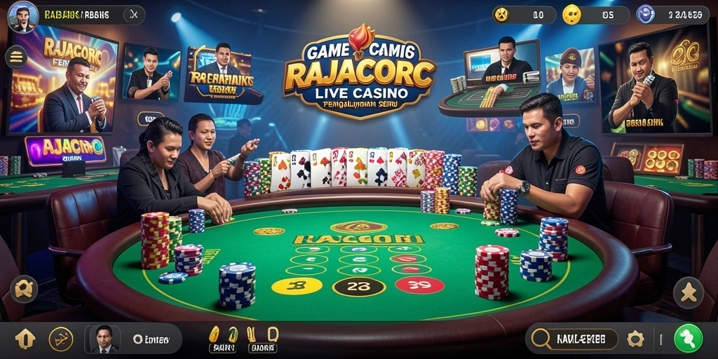 Screenshot utama RAJACORC menampilkan aksi seru Live Casino.