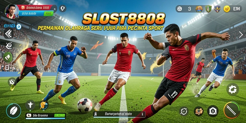 Tangkapan layar menunjukkan aksi seru dalam permainan olahraga SLOST8808.
