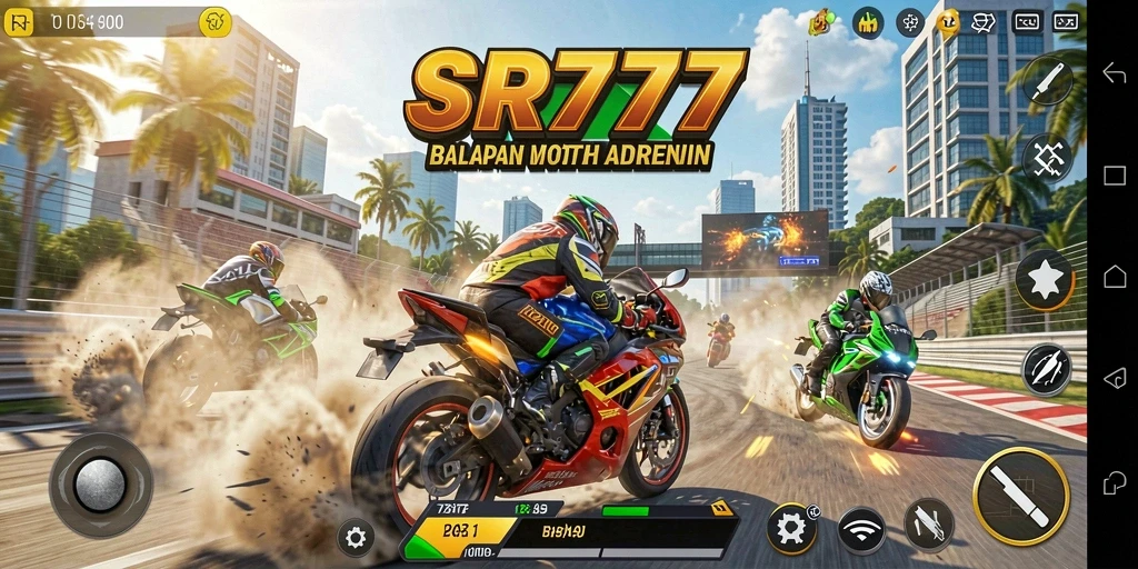 Gameplay SR777 yang menggugah adrenalin di trek balapan motor.