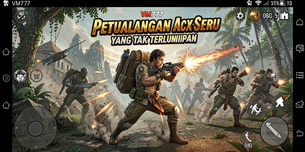 Tampilan gameplay VM777 yang mendebarkan dan penuh aksi.